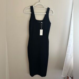 Vince Open-knit Square-neck Sleeveless Midi Dress In Black